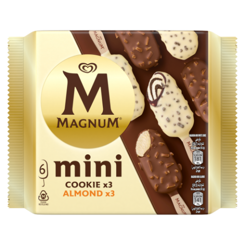 ايس كريم ميني ابيض مع كوكيز باللوز  والز-ماجنوم (6حبه)337.5مل